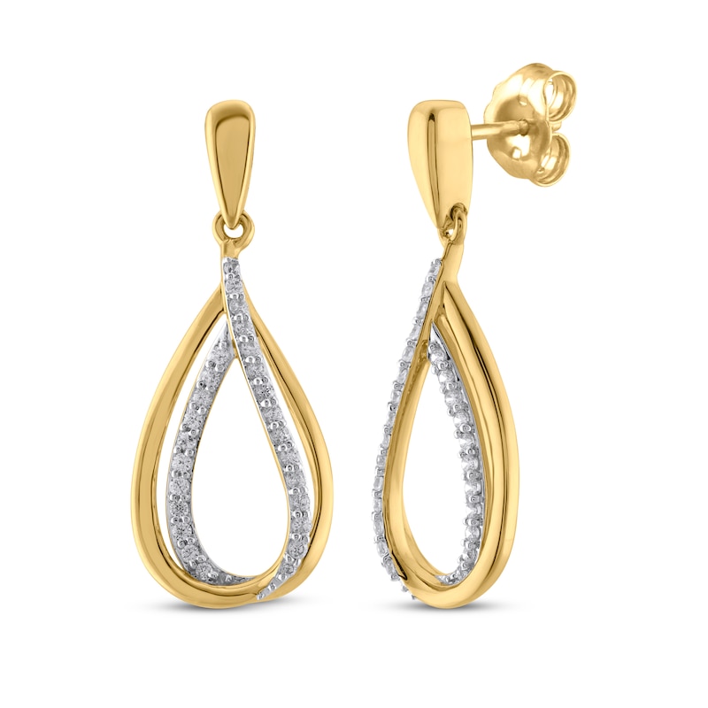 Main Image 1 of Diamond Dangle Earrings 1/4 ct tw 10K Yellow Gold