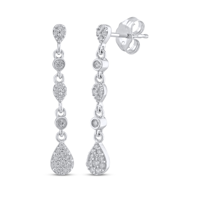 Main Image 1 of Multi-Diamond Teardrop Dangle Earrings 1/4 ct tw 10K White Gold