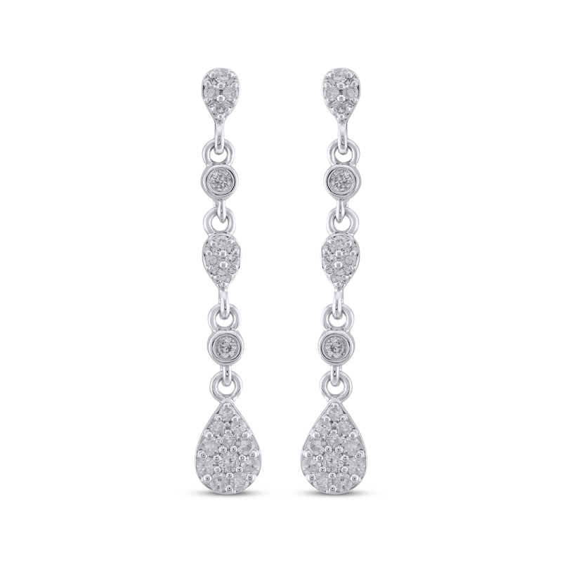 Main Image 2 of Multi-Diamond Teardrop Dangle Earrings 1/4 ct tw 10K White Gold