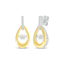 Unstoppable Love Diamond Teardrop Earrings 1/10 ct tw Sterling Silver & 10K Yellow Gold