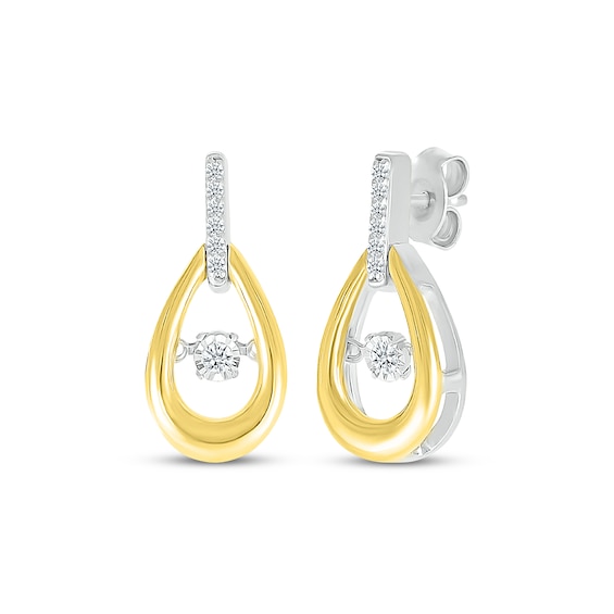 Unstoppable Love Diamond Teardrop Earrings 1/10 ct tw Sterling Silver & 10K Yellow Gold