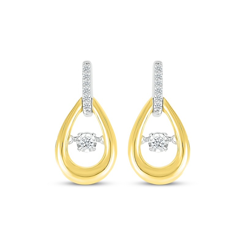 Unstoppable Love Diamond Teardrop Earrings 1/10 ct tw Sterling Silver & 10K Yellow Gold