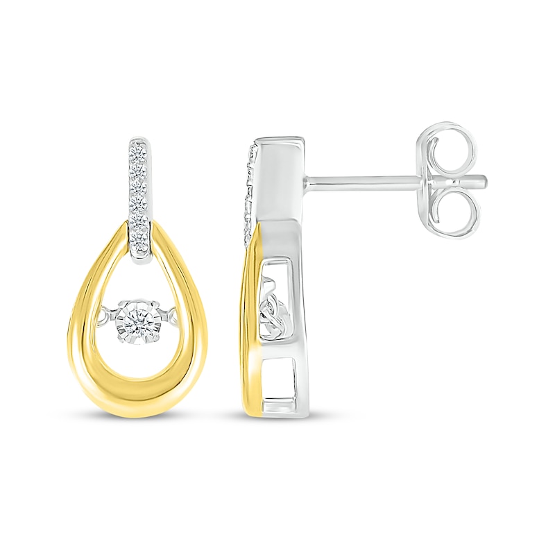 Unstoppable Love Diamond Teardrop Earrings 1/10 ct tw Sterling Silver & 10K Yellow Gold