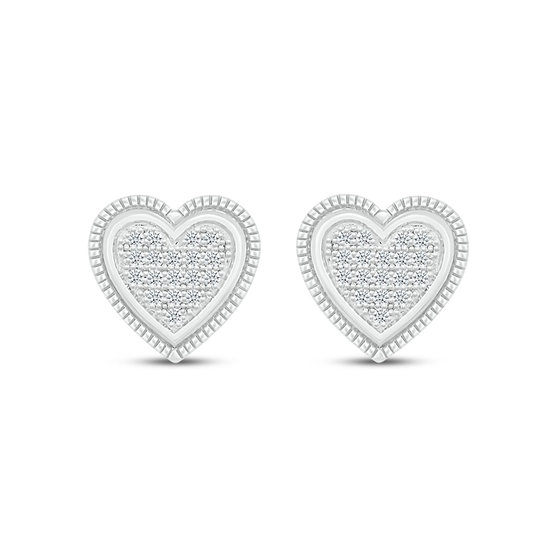 Main Image 2 of Multi-Diamond Heart Stud Earrings 1/10 ct tw Sterling Silver