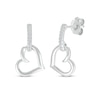 Thumbnail Image 1 of Diamond Heart Doorknocker Earrings 1/20 ct tw Sterling Silver