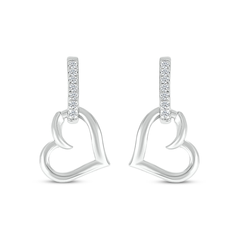 Main Image 2 of Diamond Heart Doorknocker Earrings 1/20 ct tw Sterling Silver