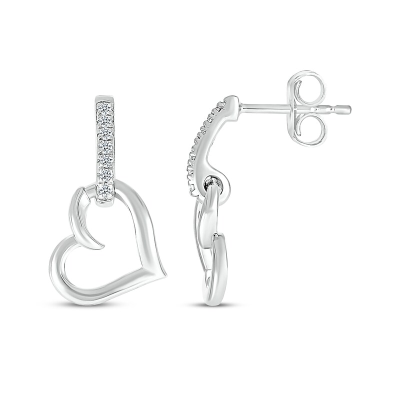 Main Image 3 of Diamond Heart Doorknocker Earrings 1/20 ct tw Sterling Silver