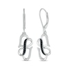 Thumbnail Image 1 of Black & White Diamond Infinity & Hearts Dangle Earrings 1/5 ct tw Sterling Silver