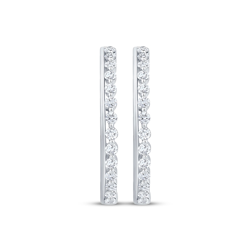 Main Image 2 of Diamond Line Hoop Earrings 1/2 ct tw 10K White Gold