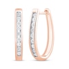 Thumbnail Image 1 of Diamond Channel Oval Hoop Earrings 1/5 ct tw 10K Rose Gold