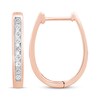 Thumbnail Image 3 of Diamond Channel Oval Hoop Earrings 1/5 ct tw 10K Rose Gold