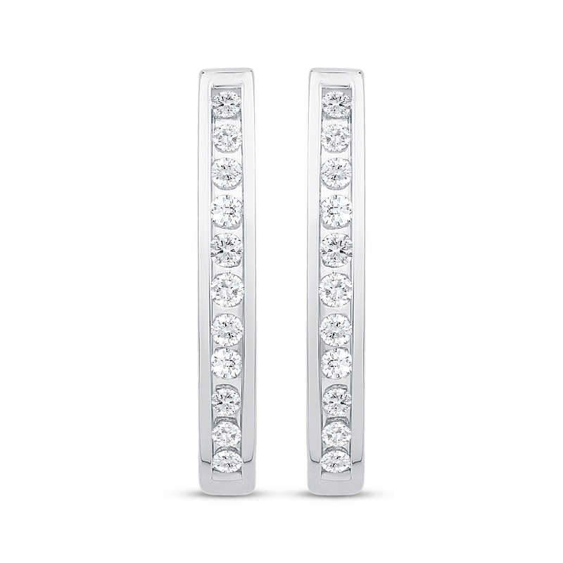 Main Image 2 of Diamond Channel Oval Hoop Earrings 1/2 ct tw 10K White Gold