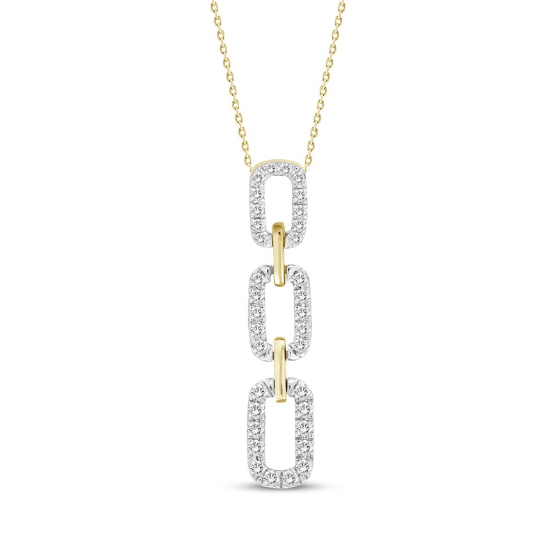 Linked Always Diamond Three-Link Chain Drop Necklace 1/4 ct tw 10K Yellow Gold 18"