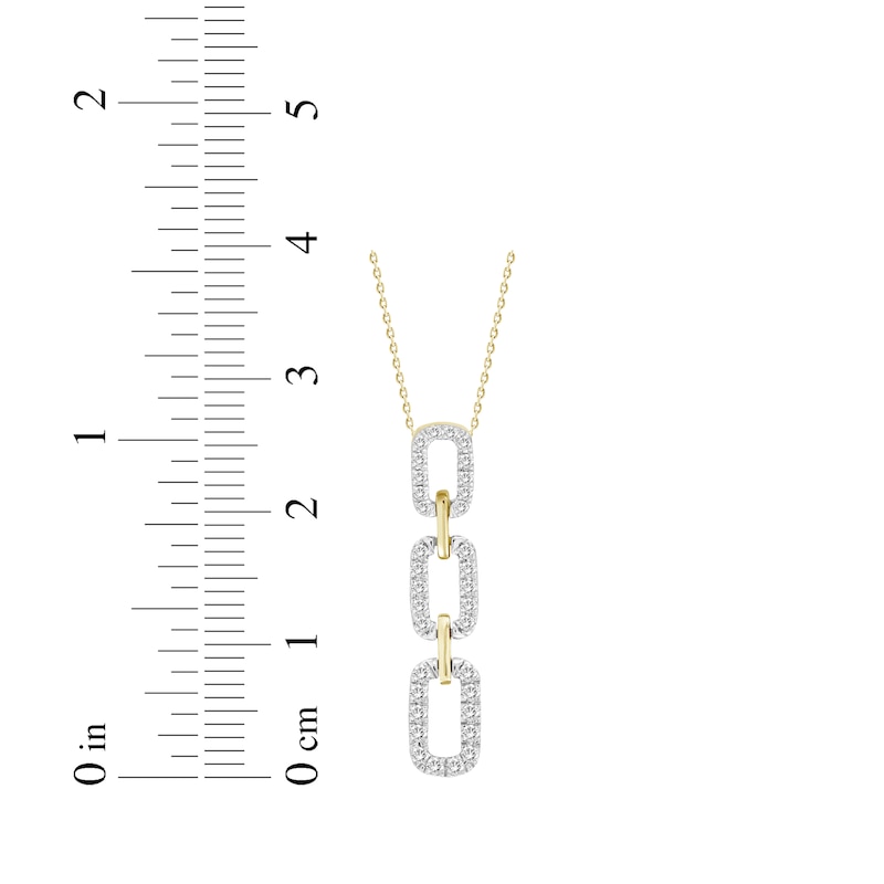 Main Image 3 of Linked Always Diamond Three-Link Chain Drop Necklace 1/4 ct tw 10K Yellow Gold 18&quot;