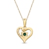 Thumbnail Image 2 of Natural Emerald & Diamond Accent Heart Necklace 10K Yellow Gold 18"