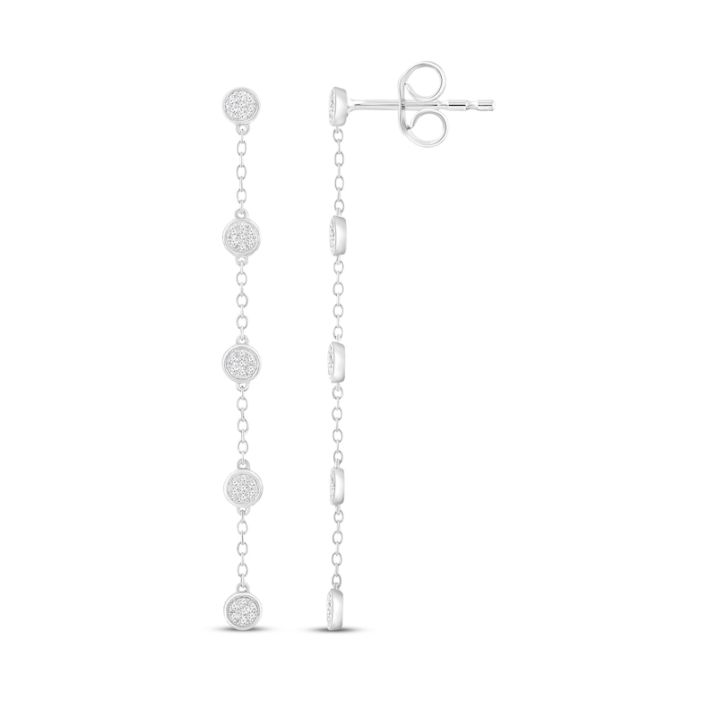 Main Image 1 of Multi-Diamond Station Dangle Earrings 1/5 ct tw Sterling Silver
