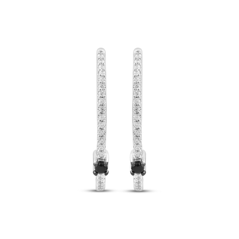 Main Image 2 of Black & White Diamond Hoop Earrings 1/10 ct tw Sterling Silver
