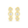 Thumbnail Image 2 of Diamond Three-Stone Twist Hoop Earrings 3/8 ct tw 10K Yellow Gold