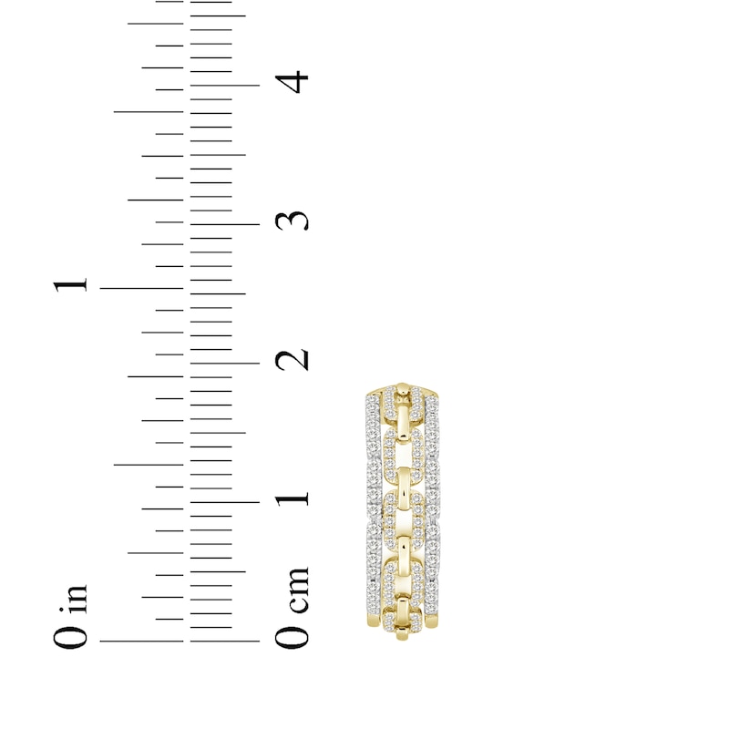 Main Image 4 of Linked Always Diamond Chain Link Hoop Earrings 3/4 ct tw 10K Yellow Gold