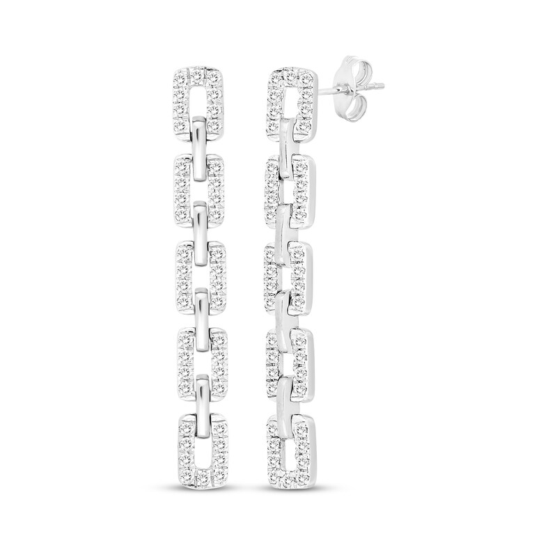 Main Image 1 of Linked Always Diamond Chain Link Drop Earrings 1/2 ct tw 10K White Gold