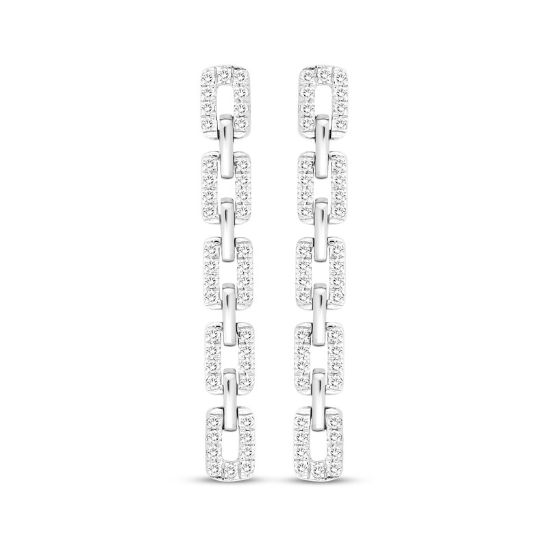 Main Image 2 of Linked Always Diamond Chain Link Drop Earrings 1/2 ct tw 10K White Gold