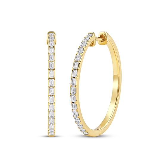 Baguette-Cut Diamond Hoop Earrings 1/2 ct tw 10K Yellow Gold