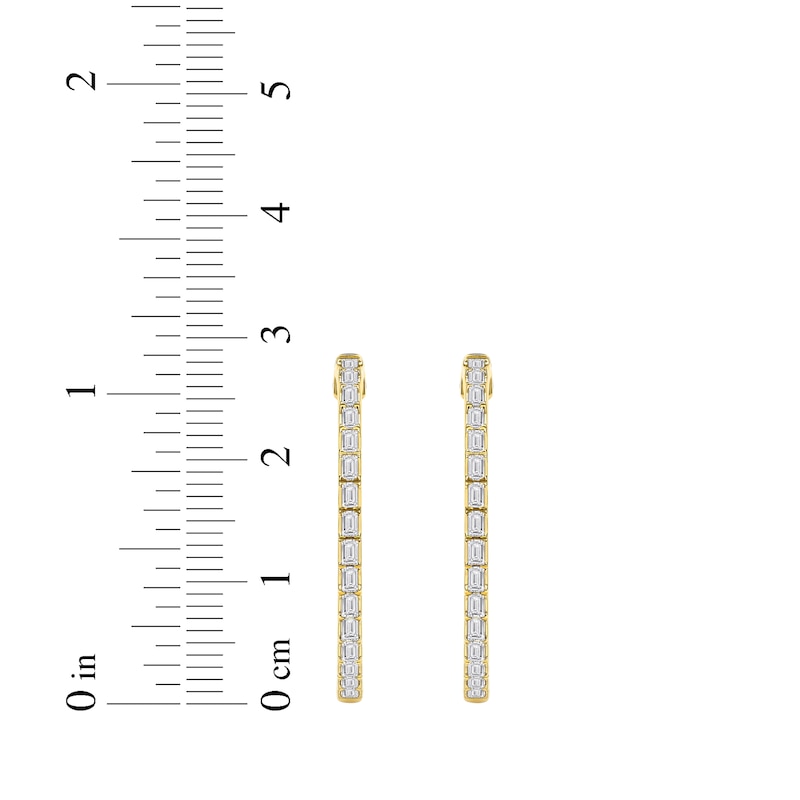 Main Image 5 of Baguette-Cut Diamond Hoop Earrings 1/2 ct tw 10K Yellow Gold