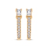 Thumbnail Image 2 of Baguette & Round-Cut Diamond Hoop Earrings 3/8 ct tw 10K Yellow Gold