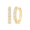 Thumbnail Image 0 of Baguette & Round-Cut Diamond Alternating Hoop Earrings 1/3 ct tw 10K Yellow Gold