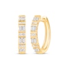 Thumbnail Image 1 of Baguette & Round-Cut Diamond Alternating Hoop Earrings 1/3 ct tw 10K Yellow Gold