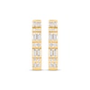 Thumbnail Image 2 of Baguette & Round-Cut Diamond Alternating Hoop Earrings 1/3 ct tw 10K Yellow Gold