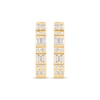 Thumbnail Image 1 of Baguette & Round-Cut Diamond Alternating Hoop Earrings 1/3 ct tw 10K Yellow Gold