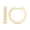 Thumbnail Image 3 of Baguette & Round-Cut Diamond Alternating Hoop Earrings 1/3 ct tw 10K Yellow Gold