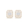 Thumbnail Image 2 of Baguette & Round-Cut Multi-Diamond Octagon Halo Stud Earrings 1/2 ct tw 10K Yellow Gold