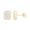 Thumbnail Image 3 of Baguette & Round-Cut Multi-Diamond Octagon Halo Stud Earrings 1/2 ct tw 10K Yellow Gold