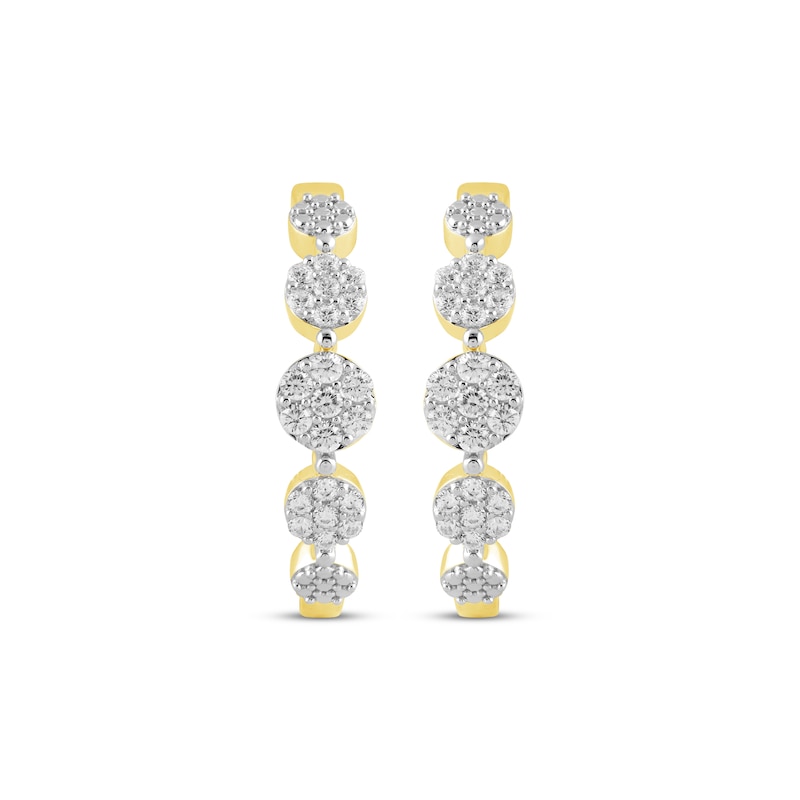 Main Image 2 of Multi-Diamond Graduated Circle Hoop Earrings 1/2 ct tw 10K Yellow Gold