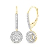 Thumbnail Image 1 of Multi-Diamond Circle Halo Dangle Earrings 1/3 ct tw 10K Yellow Gold