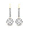 Thumbnail Image 2 of Multi-Diamond Circle Halo Dangle Earrings 1/3 ct tw 10K Yellow Gold