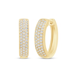 Diamond Pavé Hoop Earrings 3/8 ct tw 10K Yellow Gold