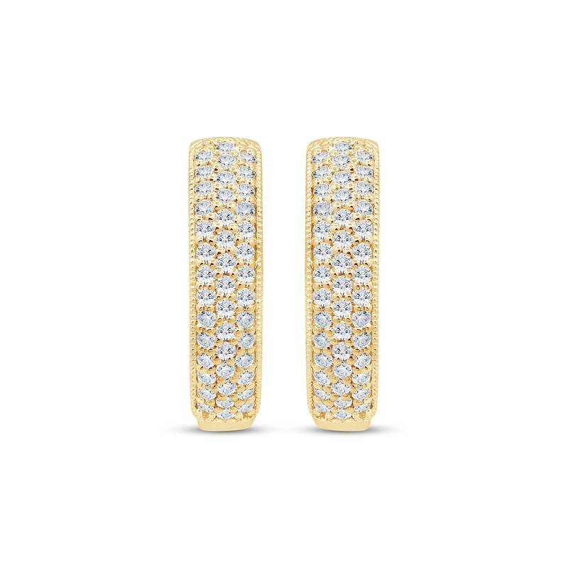 Main Image 2 of Diamond Pavé Hoop Earrings 3/8 ct tw 10K Yellow Gold