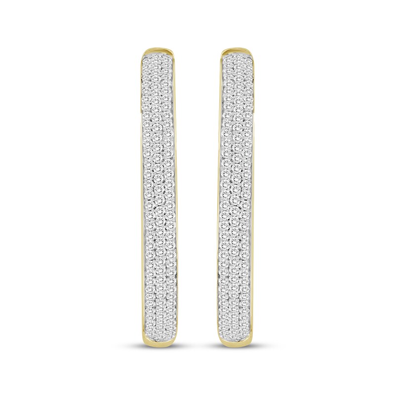 Main Image 2 of Diamond Inside-Out Micro-Pavé Hoop Earrings 1 ct tw 10K Yellow Gold