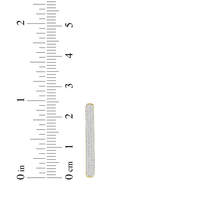 Main Image 4 of Diamond Inside-Out Micro-Pavé Hoop Earrings 1 ct tw 10K Yellow Gold