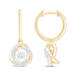 Unstoppable Love Diamond Knot Dangle Hoop Earrings 1/4 ct tw 10K Yellow Gold