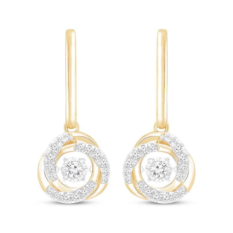 Main Image 2 of Unstoppable Love Diamond Knot Dangle Hoop Earrings 1/4 ct tw 10K Yellow Gold