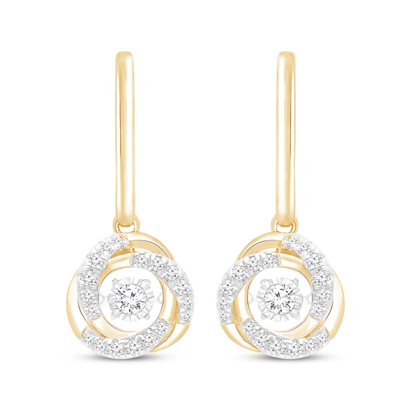 Unstoppable Love Diamond Knot Dangle Hoop Earrings 1/4 ct tw 10K Yellow Gold