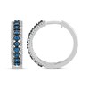 Thumbnail Image 3 of Blue & White Diamond Triple Row Hoop Earrings 1/2 ct tw 10K White Gold