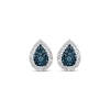 Thumbnail Image 1 of Blue & White Multi-Diamond Pear-Shaped Stud Earrings 1/4 ct tw Sterling Silver