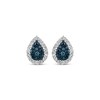 Thumbnail Image 2 of Blue & White Multi-Diamond Pear-Shaped Stud Earrings 1/4 ct tw Sterling Silver