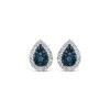 Thumbnail Image 1 of Blue & White Multi-Diamond Pear-Shaped Stud Earrings 1/4 ct tw Sterling Silver