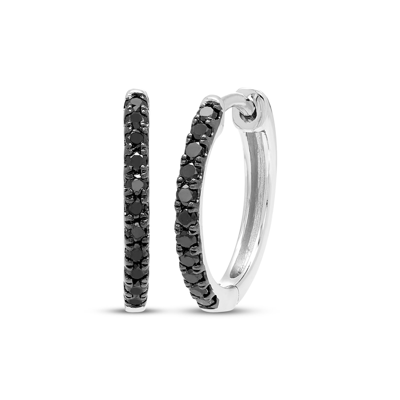 Main Image 1 of Black Diamond Hoop Earrings 1/4 ct tw 10K White Gold